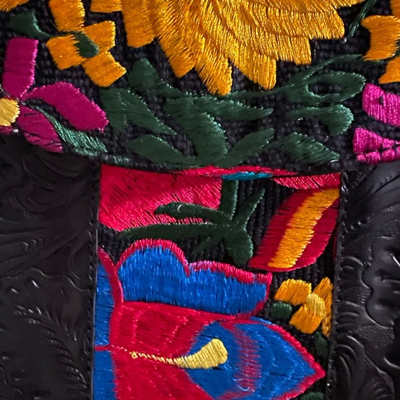 Vegan Backpack, Black backpack, Embroidered Backpack, Floral Backpack, Vegan - Picture 11 of 13